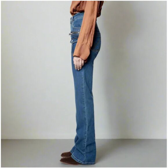 Zadig Voltaire High Waist Eyes Button Fly Jeans Straight Sz 27 Women's Blue - Picture 7 of 9